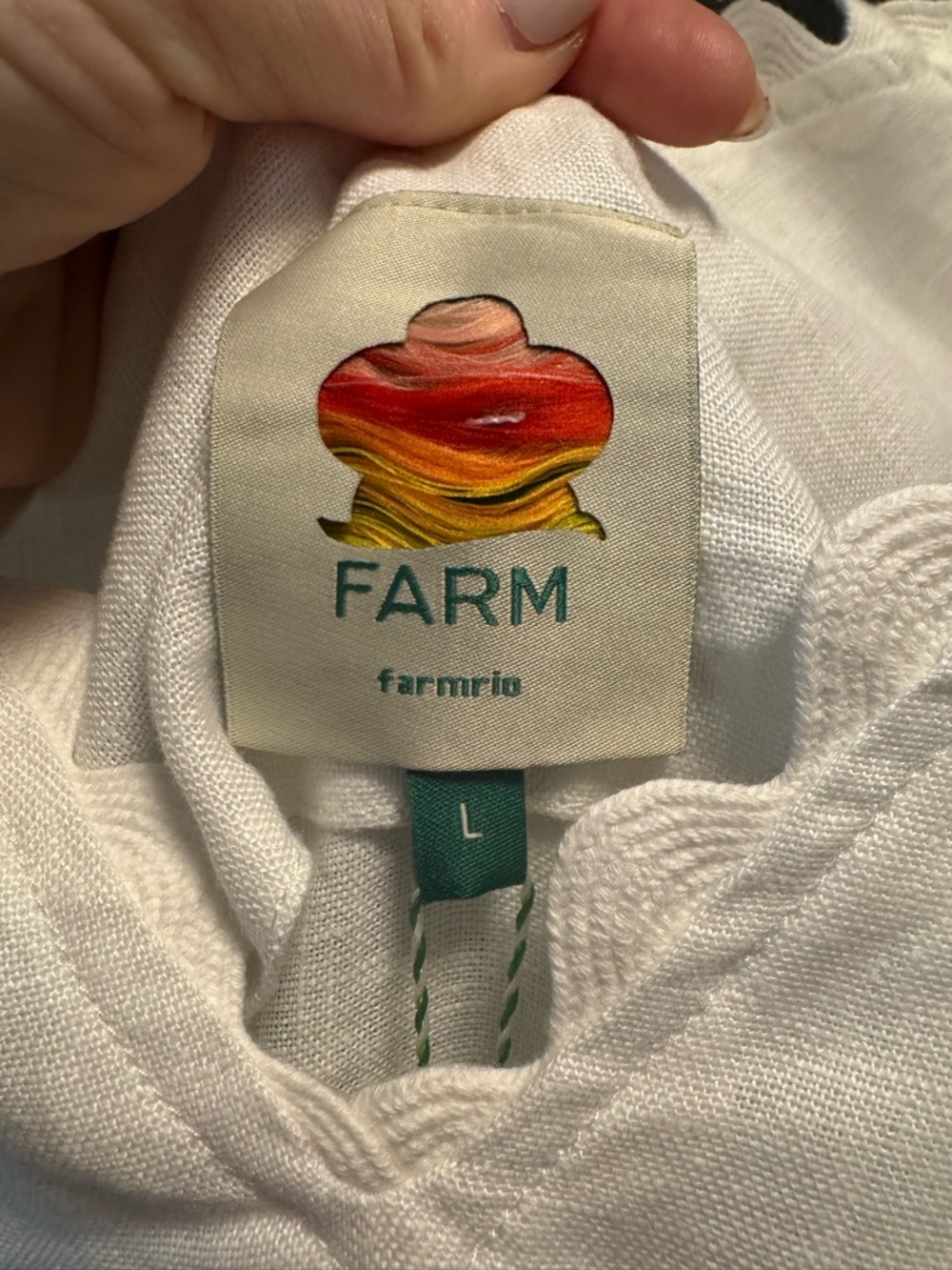 FARM Rio White Linen Maxi Dress with Bright Floral & Bird print with POCKETS L - Picture 11 of 11